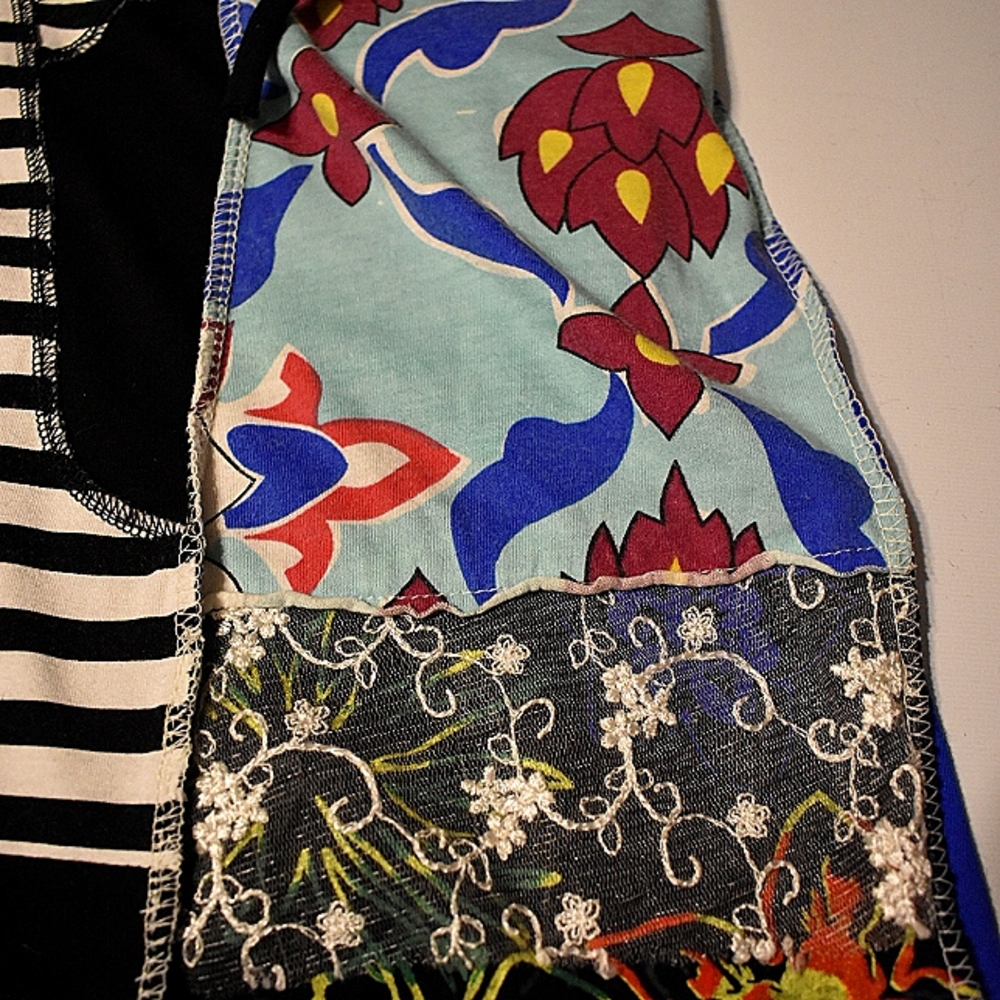 COPY - Boho upcycled Hand-made mini skirt  using recycled materials Applique/Em… - Picture 4 of 9